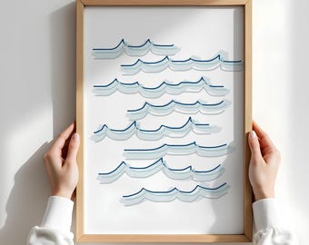 Stampa artistica astratta Waves, decorazione costiera della California