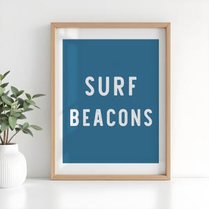 Surf Beacons Sign Digital PRINT California Surf Art INSTANT Download Wall Decor Encinitas Leucadia Ocean Beach ART