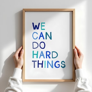 We Can Do Hard Things Ocean Colors Beach Theme Home Decor Wall Art Wall Decor Kids Bedroom Nursery Decor Kids Inspirational Wall Art