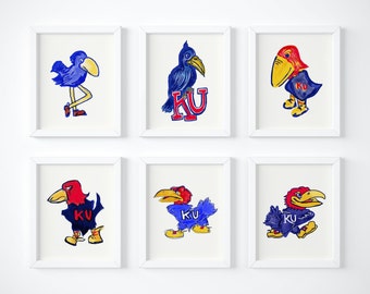 Kansas Jayhawks print, Kansas Jayhawks wall art, kansas fan gift, jayhawks art, jayhawks print, KU Jayhawks, KU Art, KU wall decor