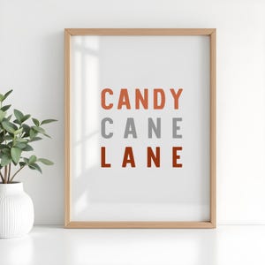 Candy Cane Lane Christmas decor, Candy Cane Print, 8 x 10 seasonal art, Christmas wall decor, Candy Cane Lane Holiday Sign