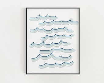 Abstract Wave Art Print, Coastal Wall Decor (Digital Download)