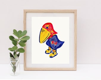 1923 Jayhawk PRINTALBLE art print INSTANT download Digital Design Rock Chalk Jayhawk - Lawrence Kansas - University of Kansas - KU Art