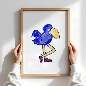 1912 Jayhawk Print - Hand Drawn Reproduction - Rock Chalk Jayhawk - Lawrence Kansas - University of Kansas - KU Illustration