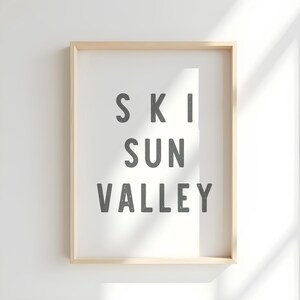 Ski Sun Valley Print, Ski Sign, Ski PRINT, Utah ski art, Mountain Wall Decor, Mountain wall art