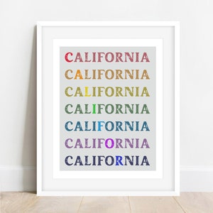 Impression d&#39;art colorée californienne, décoration murale d&#39;art inspirante de la plage de San Diego, art côtier de Cali, océan de la Californie