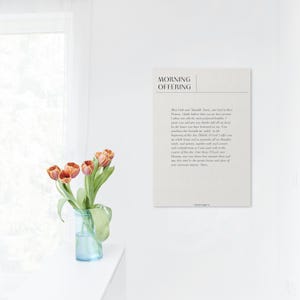Oración de la Ofrenda Matutina Imprimible / Arte Mural Católico / Devoción Diaria / Descarga Digital de un Solo Color / Decoración para Rincón de Oración