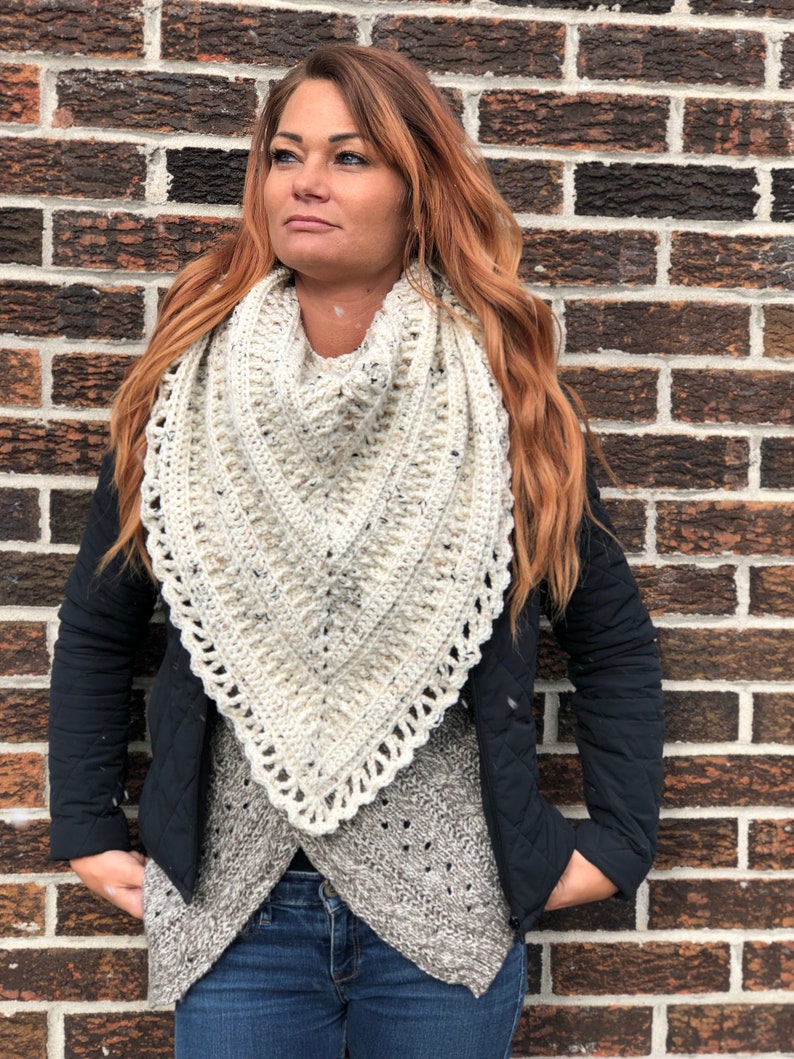 Crochet Pattern, crochet shawl pattern, crochet prayer shawl pattern, crochet, pattern, crochet triangle scarf pattern, written pattern image 8