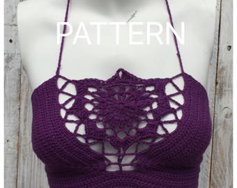 Haakpatroon, haakpatroon, patroon, Halter Top patroon, bikini patroon, festival Top patroon, zomer Top patroon, strand Top patroon, strand