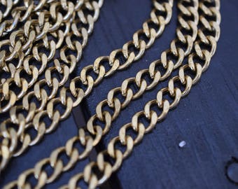 Vintage Solid Brass Diamond Cut Curb Chain