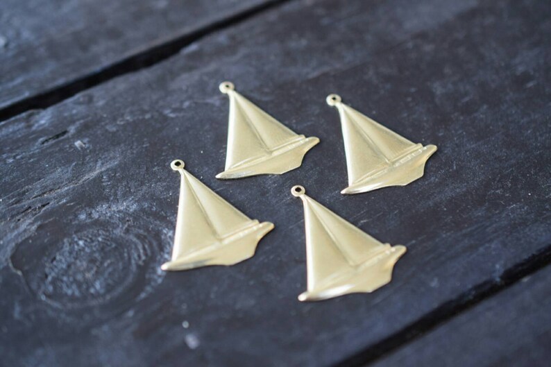 4pcs Brass Sailboat Charms