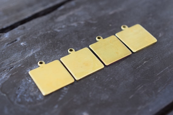 Square Charms Raw Brass Findings Stamping Tag Square Pendant Square Medallion Stamping Blank AE168 20 Pcs 20mm Raw Brass Square Disc