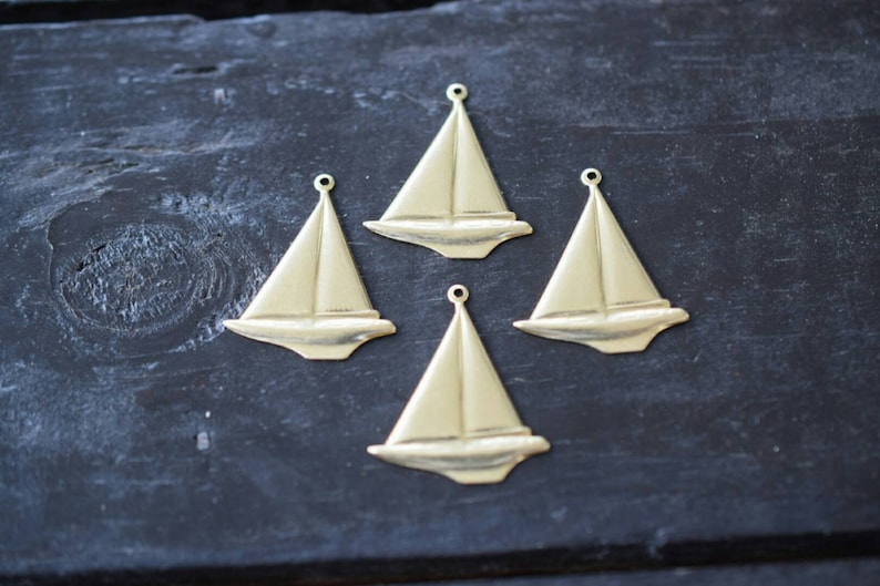 4pcs Brass Sailboat Charms