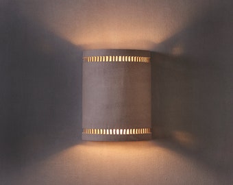 Gray Wall Lamp. Living room Sconce Lighting. Half Cylinder Gray Ceramic Sconce.