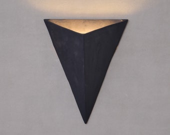 Black Triangular Sconce, Office Wall Light, minimal wall light, ceramic sconce