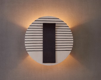 Wall light. Sconce Light. Handmade Round ceramic light. Black and White Light for the Home.