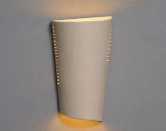 Handmade White Clay Wall Sconce: Customizable Contemporary Ceramic Light Fixture