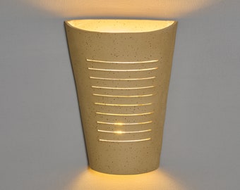 Handmade Beige Clay Sconce: Contemporary Up and Down Wall Light