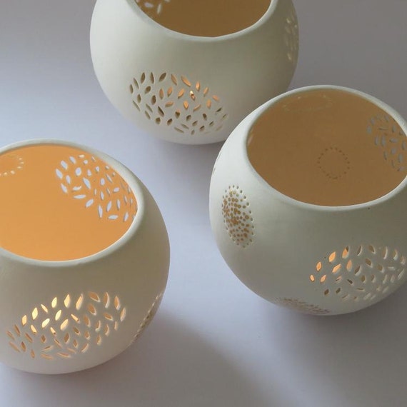 Porcelain Candle Holder. Wedding Tea Lights. Wedding Lighting