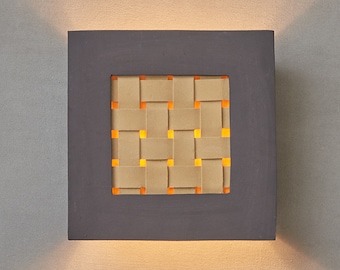 Modern Black and Yellow Ceramic Wall Sconce: Square Up and Down Light