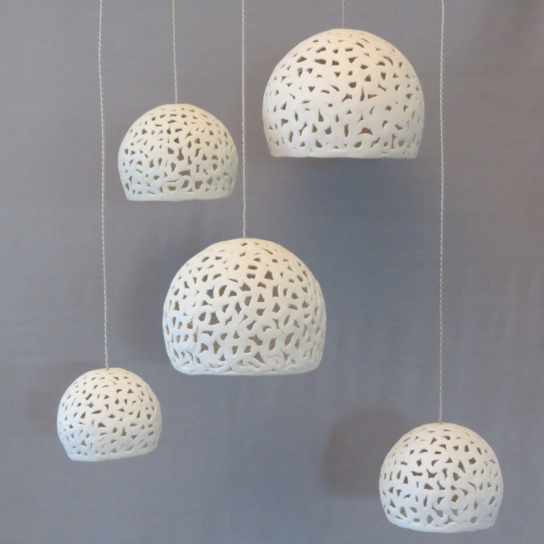Pendant lights. Ceramic Lamps. Chandelier ceiling lighting. Dining room lighting. Cluster pendant light. image 2