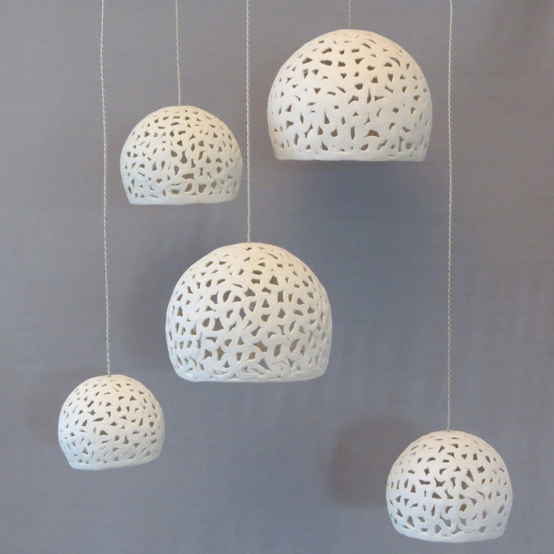 Pendant lights. Ceramic Lamps. Chandelier ceiling lighting.  Dining room lighting. Cluster pendant light.