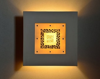 Unique Square Wall Mount Lamp. Modern Ceramic Wall Sconce. Living Room sconce.