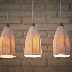 3 Pendant lights, Modern lighting, Hanging Pendants, Bar lights, Kitchen Pendant Light, White tall shades.