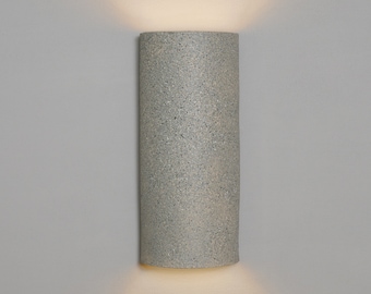 Handmade Ceramic Cylinder Textured Wall Sconce: Ambient Up Down Light