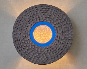 Bedroom and Living Room Ceramic Sconce. Black Wall Light Lamp. Round ceramic sconce. Designer Wall Fixture