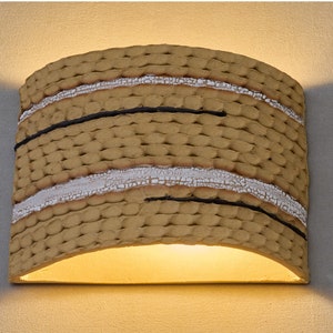 Handmade ceramic Rustic Wall Light. Earthy tone textured wall sconce.