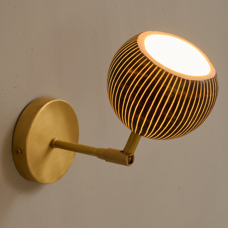 Bedside Lamp, brass wall lighting, Bedroom Sconce, designer sconce, living room lamp. porcelain wall lamp, Bath room light.