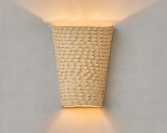 Ceramic Sconce. Rustic Wall Light. Sand Color Wall Light for the Bedroom and Living Room.