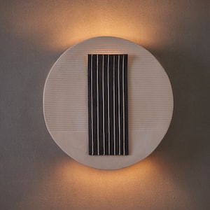 Designer Wall Sconce.  Modern Black and White ceramic Wall Light.  Modern Wall Lamp for the Living Room.