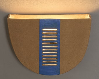 Brown Clay Wall Sconce: Hardwired 2-Bulb Uplight Fixture