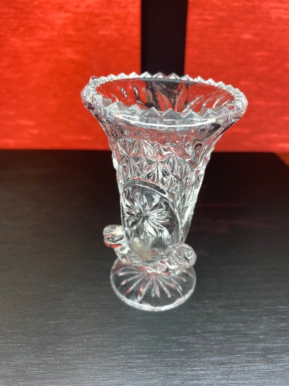 Vintage Clear Cut Glass Toothpick Holder Miniature Flower Vase Etsy
