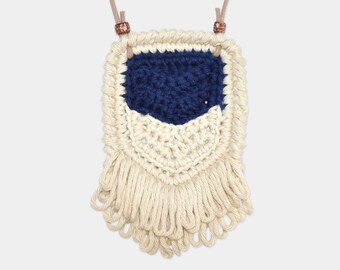 Chevron • Necklace • Crochet Pendant • Colour: MIDNIGHT + VANILLA