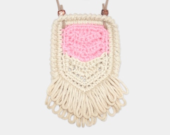 Chevron • Necklace • Crochet Pendant • Colour: BLUSH + VANILLA