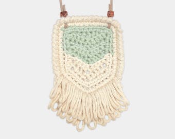 Chevron • Necklace • Crochet Pendant • Colour: PISTACHIO + VANILLA