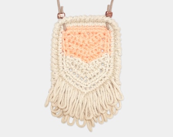 Chevron • Necklace • Crochet Pendant • Colour: PEACH + VANILLA