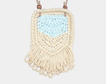 Chevron • Necklace • Crochet Pendant • Colour: SEAFOAM + VANILLA