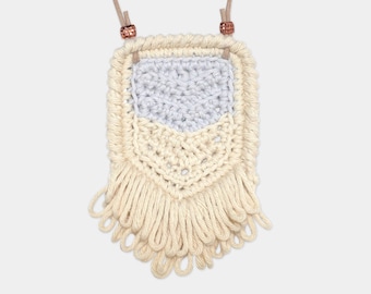 Chevron • Necklace • Crochet Pendant • Colour: MISTY + VANILLA