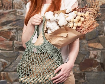 Weaverbird • Market Bag • Crochet • Colour: SAGE