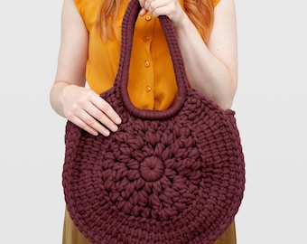 Sunburst • Tote Bag • Crochet Chunky Knit • Colour: ESPRESSO