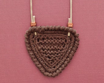 Shortbread • Necklace • Knitted Pendant • Colour: COFFEE