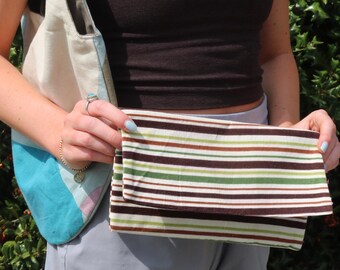 Handstitched Fabric Clutch | Striped Mini Purse | Handmade in Africa