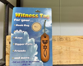 Leather Christian Witness Key Tag | Handmade Faith Keychain | Inspirational Religious Gift