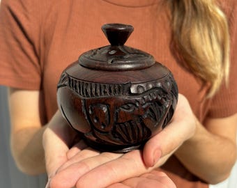 Hand Carved Sugar Bowl from Zambia | Handmade Wooden Kitchen Decor | Artisan Gift