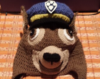 Police Dog Hat Crochet Cartoon Hat Children's Hand Crocheted Winter Wool Hat Popular Cartoon Character Unique Fashion Detail For Children