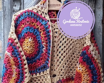 Granny Square Afghan Coat Patchwork Coat Oversized Wool Sweater Boho Granny Crochet Cardigan Square Crochet Long Wool Afghan Winter Sweater
